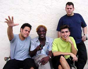 Nev with Desorden Publico (Venezuelan Ska Band) Outside the recording studio in Miami